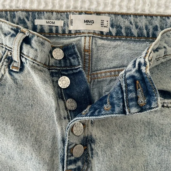 Mango MNG MOM Denim Jeans Button Fly - Picture 3 of 7